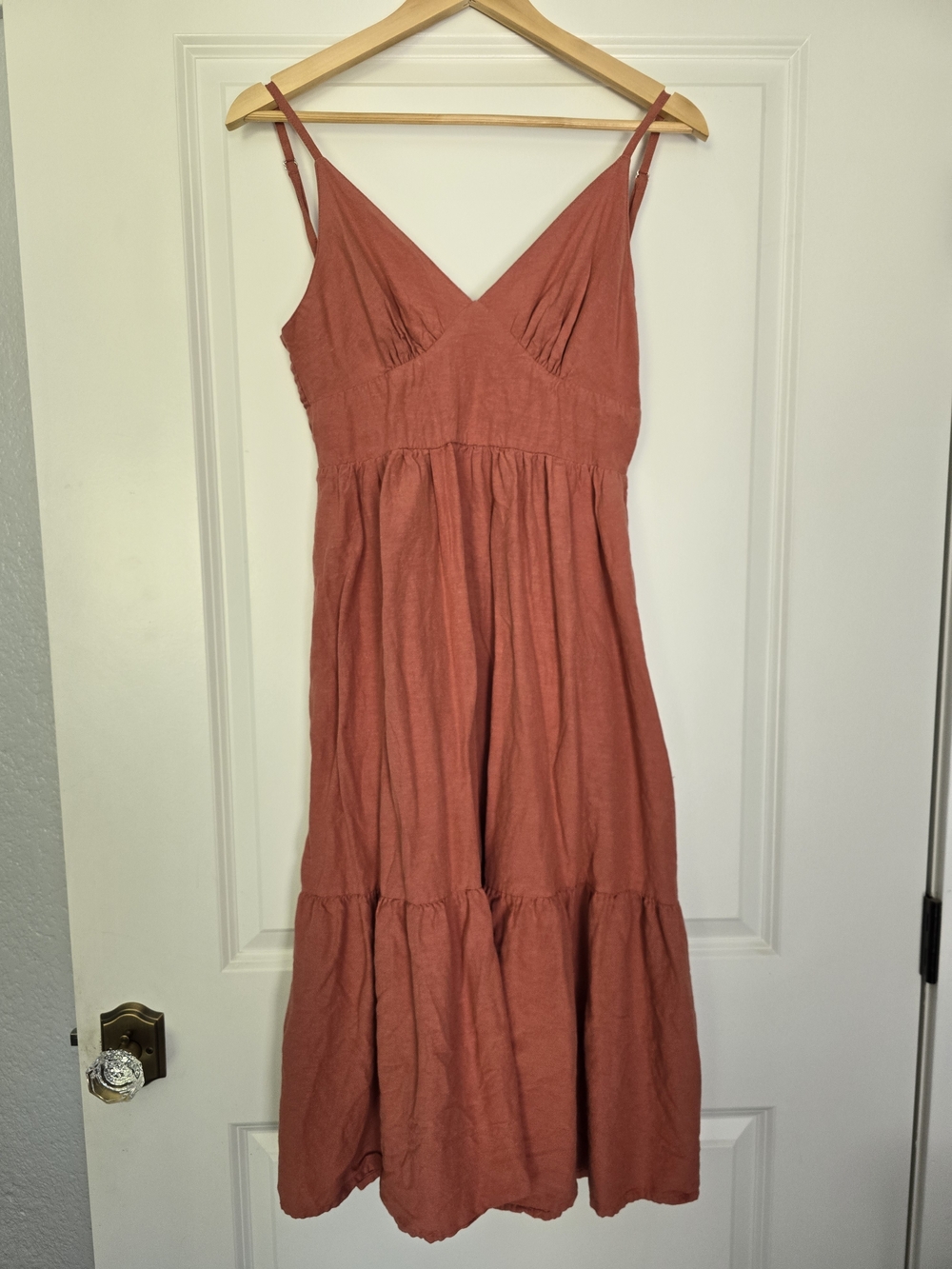 Japna Rust Red Spaghetti-Strap Midi Dress